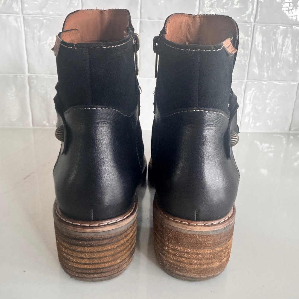 Pikolinos San Sebastian Ankle Boots Women 37 Black Leather Suede Wrap Detail - Picture 4 of 8